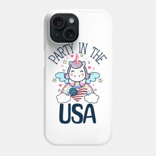 Retro Party In The USA 4th of July Unicorn Rainbows Phone Case