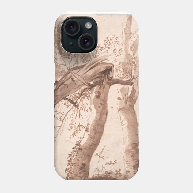 Two Silver Birches, the Front One Fallen by Nicolas Poussin Phone Case by Classic Art Stall