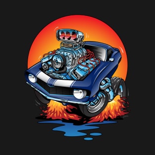 Funny Classic Sixties American Muscle Car Hot Rod Cartoon T-Shirt