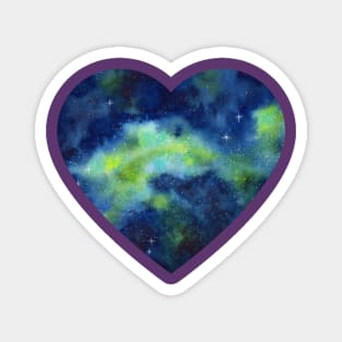 Blue and Green Night Sky Watercolor Magnet