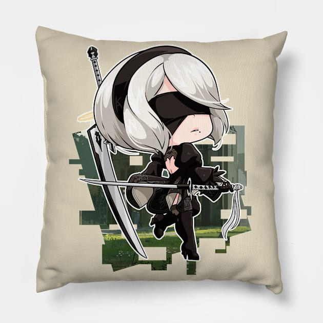 Nier Automata - 2B Pillow by Carla S.D.