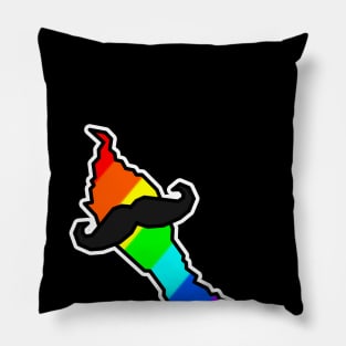 Denman Island Wearing a Bright Rainbow and a Stylish Moustache - Denman Island Pillow