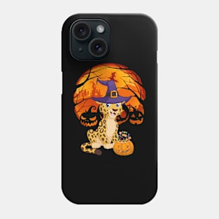 Leopard pumpkin witch Phone Case