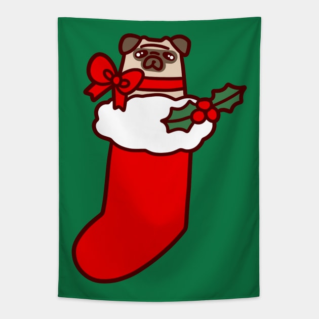 Christmas Stocking Pug Tapestry by saradaboru