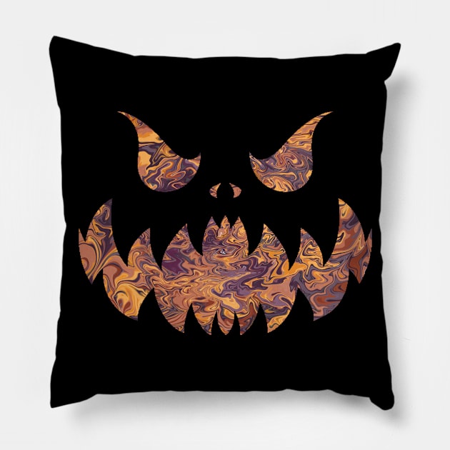 Poisoned Pumpkin Jack O' Lantern Face Pillow by Rebekah Thompson