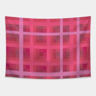 Dark Pink Plaid Tapestry