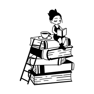 Bookworm Sitting on a Giant Pile of Books - Book Lover T-Shirt