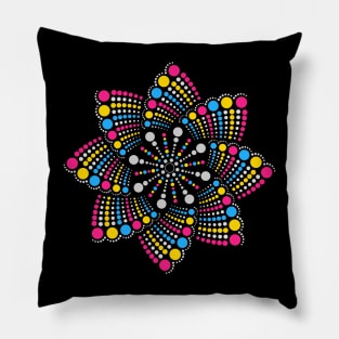 Seamless Repeating Geometric Mandala Dot Art Pansexual Pride Pattern Pillow
