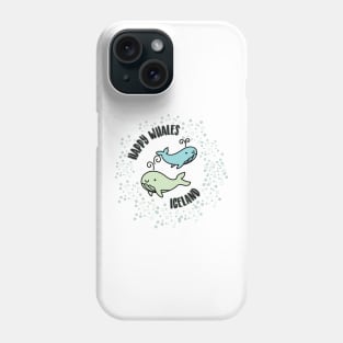 Cute Happy Whales swimming in the icelandic sea Phone Case