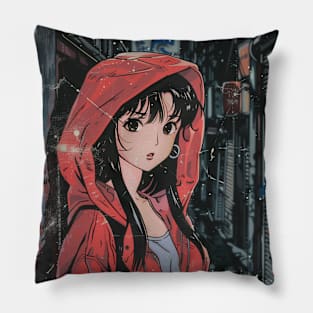 VHS Retro Anime Girl City Night Vintage 70s 80s 90s Pillow