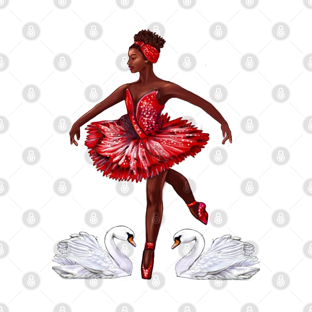 Swan - African American Ballerina Black girl dancing Ballet Dance Brown skin Ballerina by Artonmytee