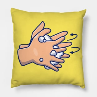 Washing hand cartoon 4 Pillow