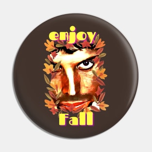 Enjoy Fall (staring face inside leaves) Pin