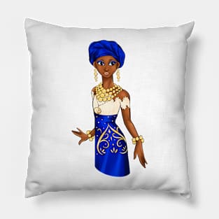 Black is Beautiful - Niger African Melanin Girl in traditional outfit Pillow