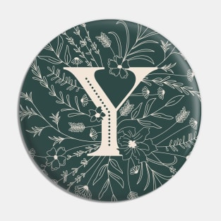 Botanical Letter Y (Forest Green) Pin