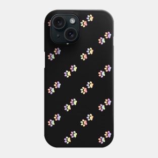 Mini Pastel Rainbow Horizontal Striped Paw Prints Phone Case