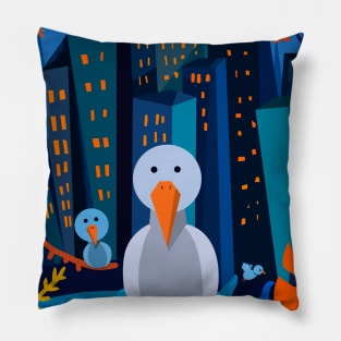 Pigeons in the city. King Pillow