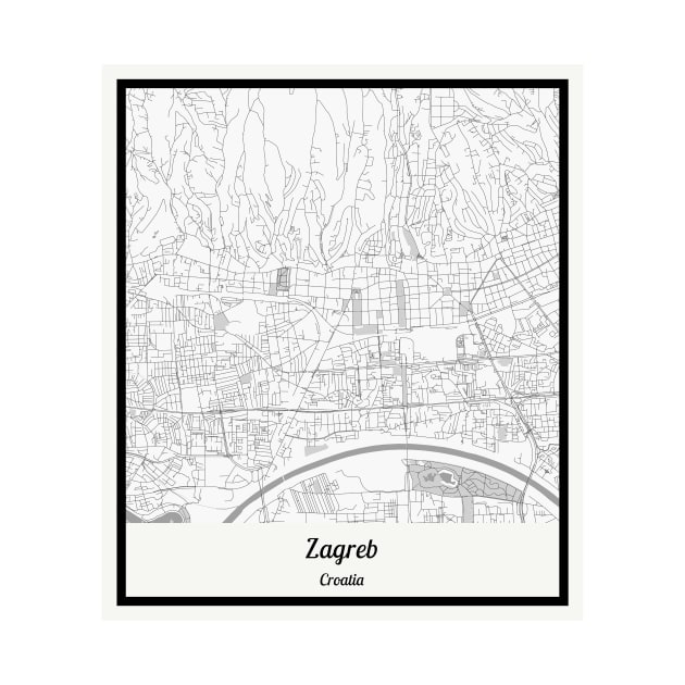 Map of Zagreb - Croatia by AeTDesignPT