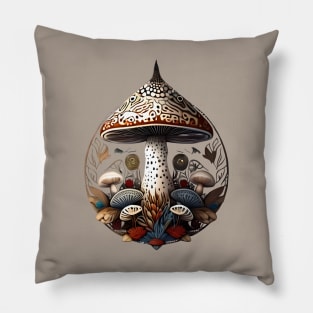 Dried Floral Mushroom Arrangement Pillow