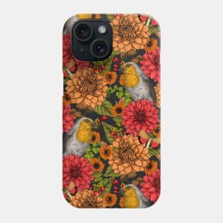 Robins in the autumn garden Phone Case