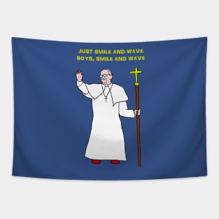 Pope smile and wave Tapestry