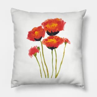 Five Blooming Red Flowers Pillow