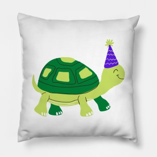 green tortoise animal illustration with cap Pillow