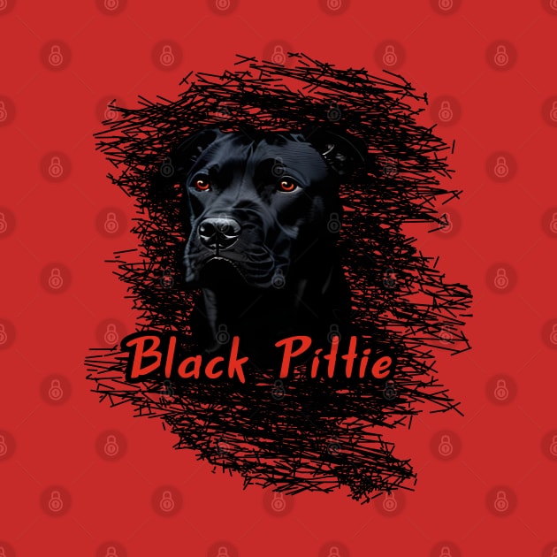 An all-black pit bull with red eyes by Alchemia Colorum