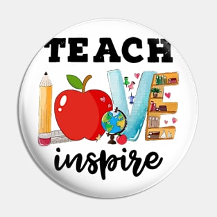 Teacher  Teach Love Inspire Personalized Gift Pin