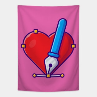 Love With Pen Tool Cartoon Vector Icon Illustration Tapestry