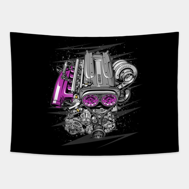Nissan's RB26 Engine Tapestry by racingfactory