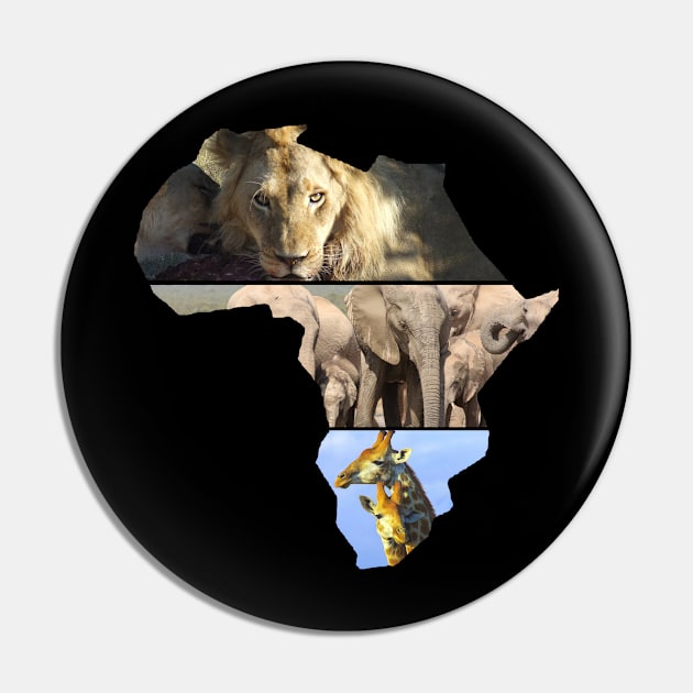 African Wildlife Continent Collage Pin by PathblazerStudios