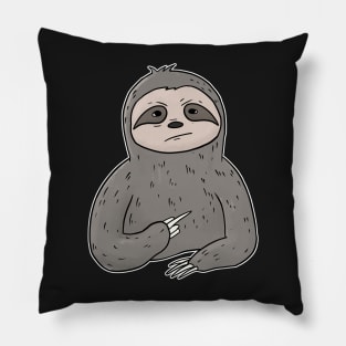 Grumpy Sloth Holding Middle Finger Pillow