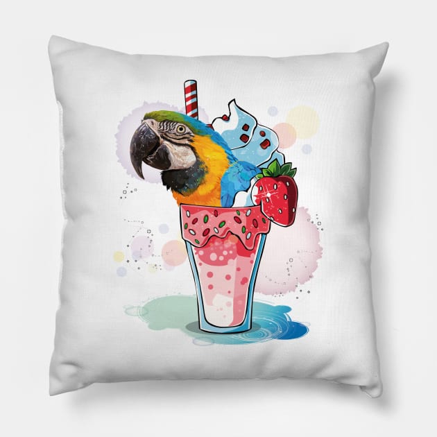 Blue-and-yellow Macaw Pillow by obscurite