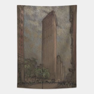 City painting of New York with a view to the Flatiron Building Tapestry