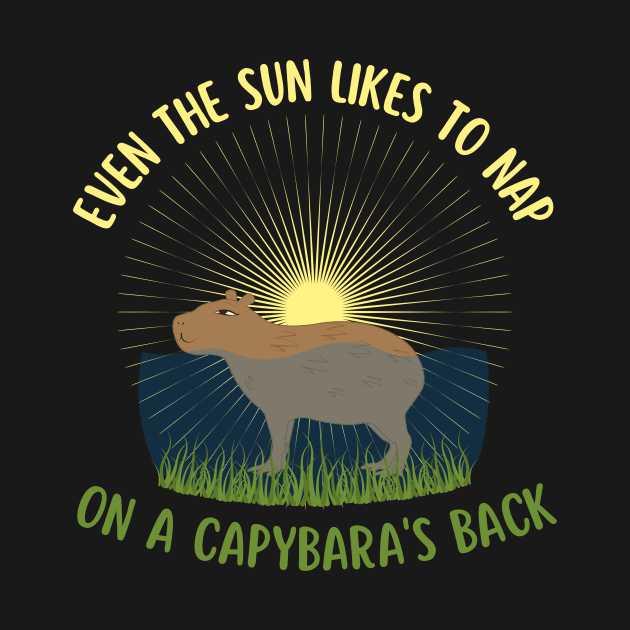 Even The Sun Likes To Nap On A Capybara's Back by Mediteeshirts