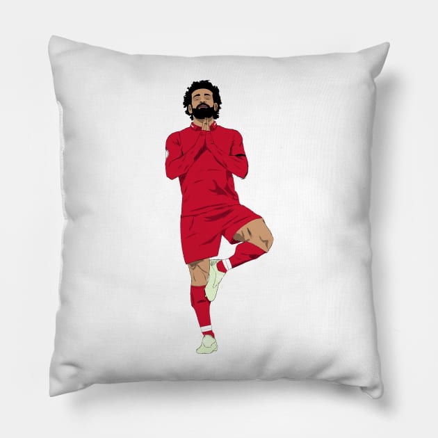 Mohamed Salah Yoga Goal Celebration Pillow by WalkDesigns