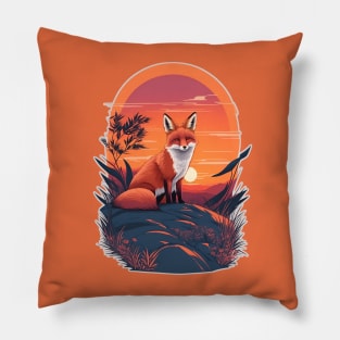 Sunset Fox: Graceful Wildlife Beneath the Setting Sun Pillow