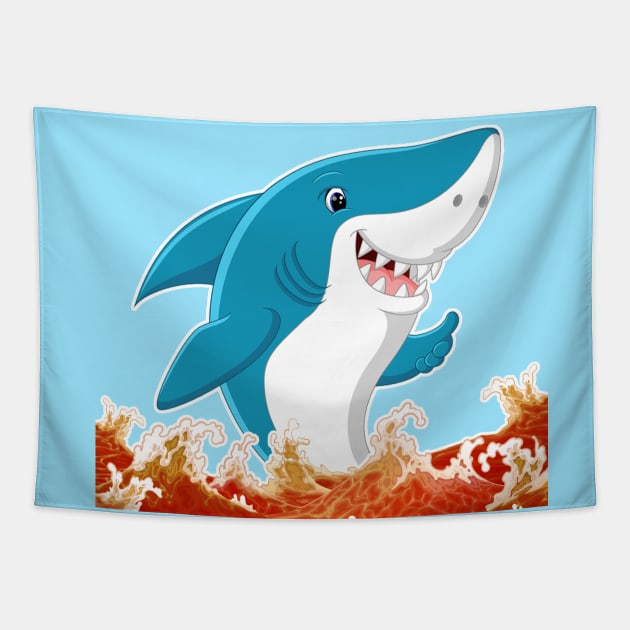 Funny Lava Shark Tapestry by JB's Design Store