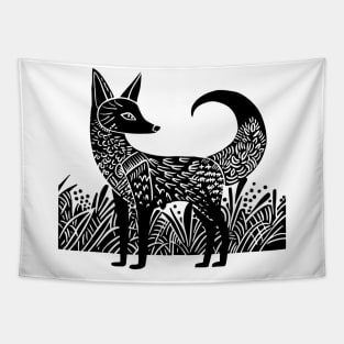 Fox black graphic Tapestry