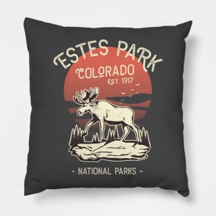 Estes Park Colorado National Park Moose Sunset Pillow