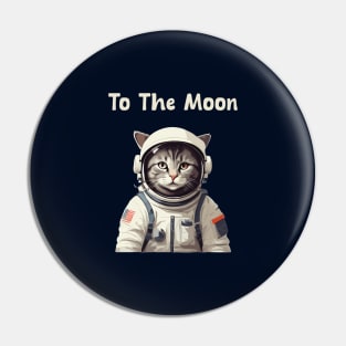 Astronaut cat going to moon Pin