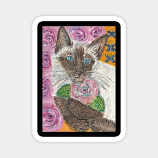 Siamese cat flowers Magnet