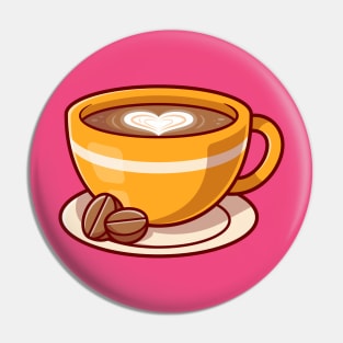 Coffee Love Foam With Beans Cartoon Pin