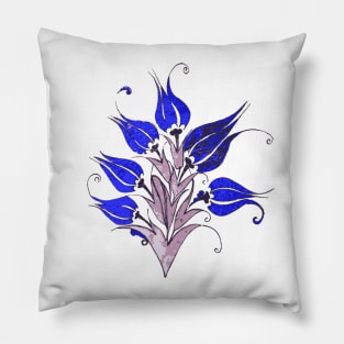 Blue Tulips In Artistic Ottoman Turkish Style Pillow