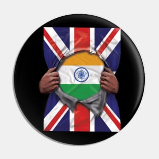 India Flag Great Britain Flag Ripped - Gift for Indian From India Pin