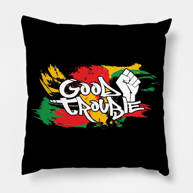 Good Trouble - BLM - Black Lives Matter Pillow by damienmayfield.com