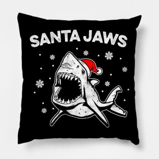 Santa Jaws Funny Shark Santa Hat Pajamas Christmas Pillow