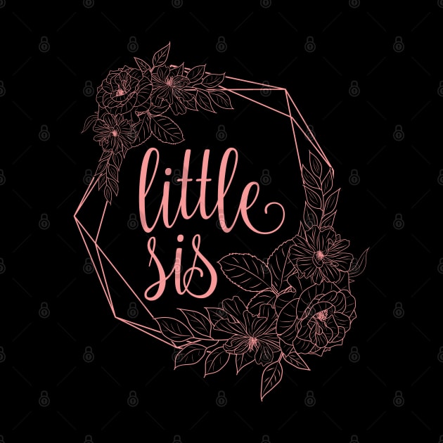 Little Sis cute pink typography for big sister gift for younger sister. by BoogieCreates
