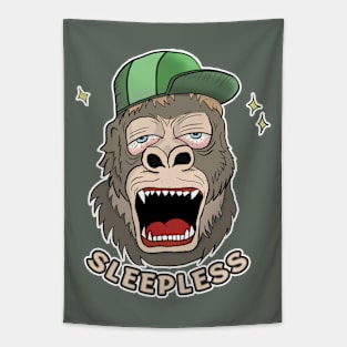 Sleepless funny gorilla cartoon Tapestry